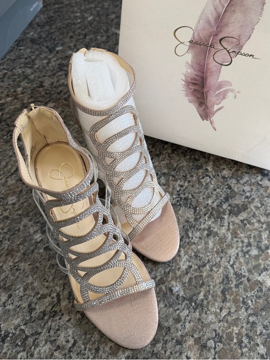 Jessica Simpson Shoes - Jessica Simpson Blush Pink and Silver Strappy Heels